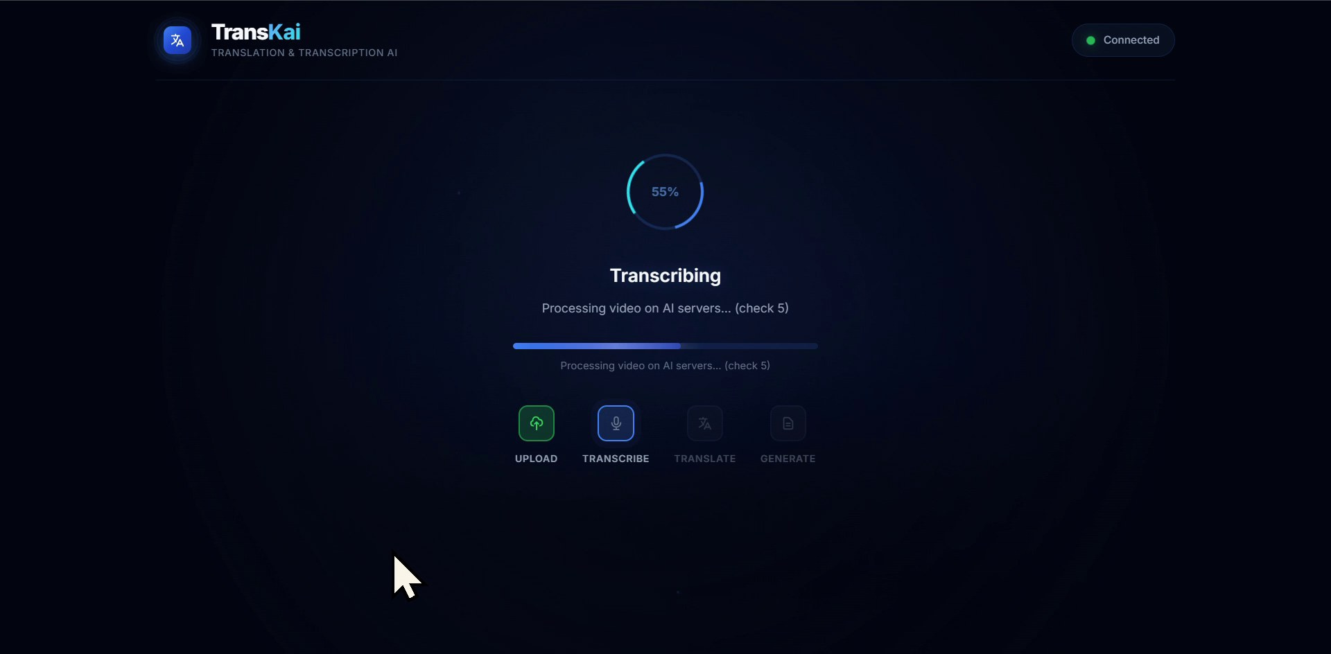 Audio extraction stage — preparing for Whisper transcription